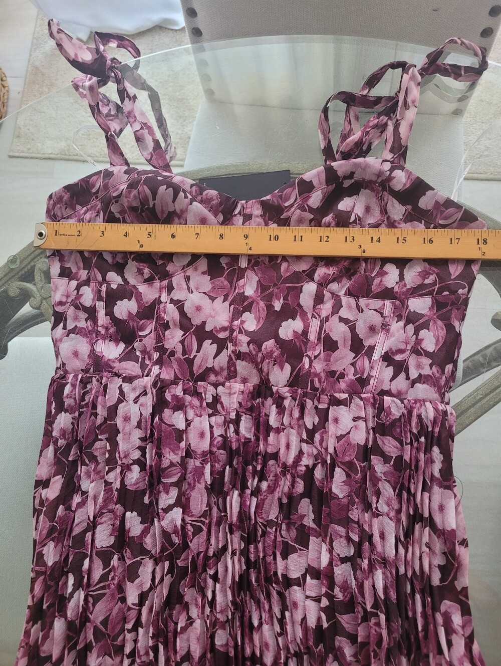 Lulu's Illustrious Aura Plum Purple Floral Bustier Tie-Strap Maxi Dress XL - Picture 9 of 11